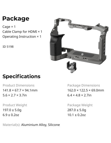 Jaula de liberación rápida SmallRig 5198 para Sony A7C II/7CR