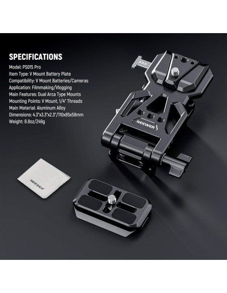 Placa de Batería V NEEWER PS015 Pro con Paño de Limpieza