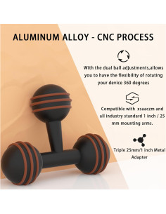 Adaptador Triple de Bola de Aluminio 25mm para Soportes RAM 2