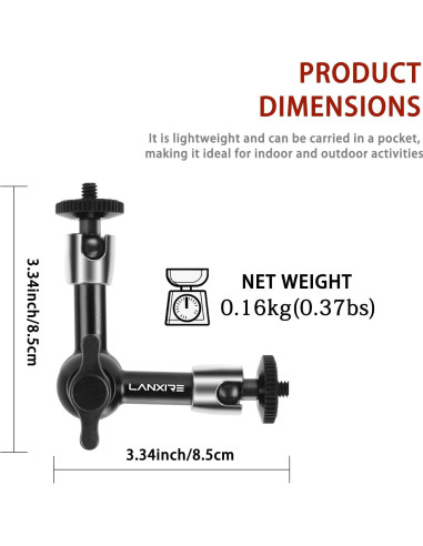 Brazo Mágico Ajustable Lanxire 14.3cm para Cámara y Luz LED