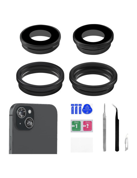 Cristal de Lente de Cámara para iPhone 15 Plus con Marco y Herramientas