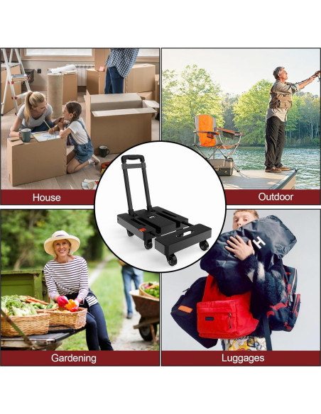 Carro de Mano Plegable SOLEJAZZ 500 lbs Negro Portátil