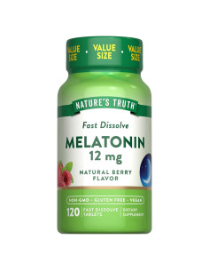 Tabletas de Melatonina Veganas 12mg - Verdad de la Naturaleza - 120 Conteo