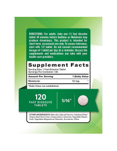 Tabletas de Melatonina Veganas 12mg - Verdad de la Naturaleza - 120 Conteo 2