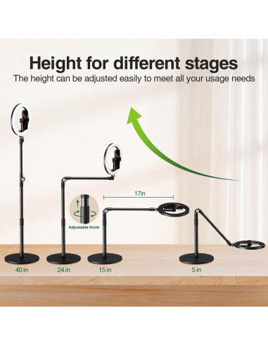 Soporte de Teléfono Overhead Elitehood con Luz Anillo 25.4 cm