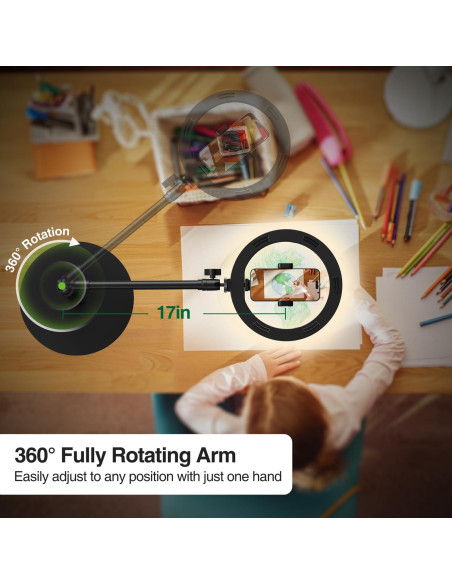 Soporte de Teléfono Overhead Elitehood con Luz Anillo 25.4 cm