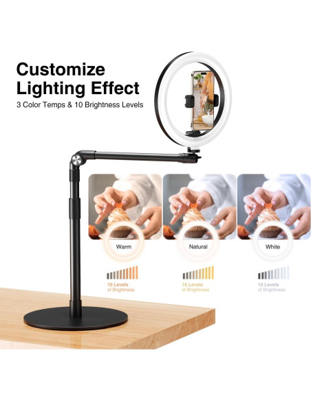 Soporte de Teléfono Overhead Elitehood con Luz Anillo 25.4 cm