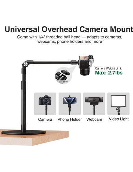 Soporte de Teléfono Overhead Elitehood con Luz Anillo 25.4 cm