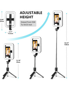 Anillo de Luz Selfie PIOENIMAGE con Trípode Extensible 25-138cm 2