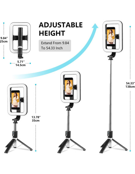 Anillo de Luz Selfie PIOENIMAGE con Trípode Extensible 25-138cm