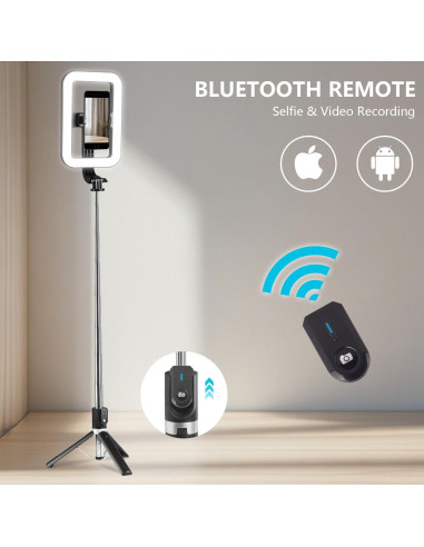 Anillo de Luz Selfie PIOENIMAGE con Trípode Extensible 25-138cm