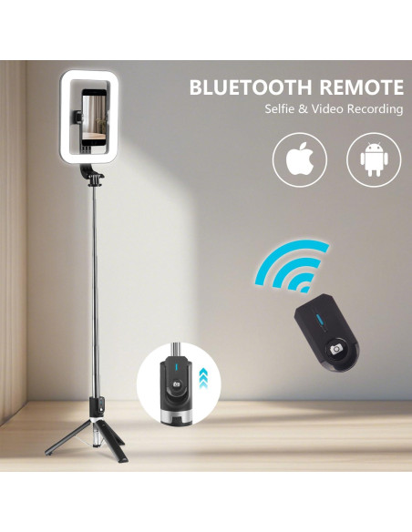 Anillo de Luz Selfie PIOENIMAGE con Trípode Extensible 25-138cm