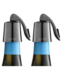 Tapones de Vino Reutilizables Acero Inoxidable y Silicona - 2 Unidades