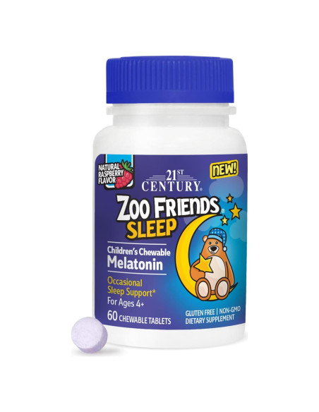 Melatonina Masticable 21st Century para Dormir Sabor Frambuesa 60 Unidades