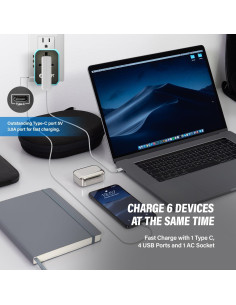 Adaptador de Viaje Universal Unidapt Jy-305, 5 Puertos USB, Azul 2