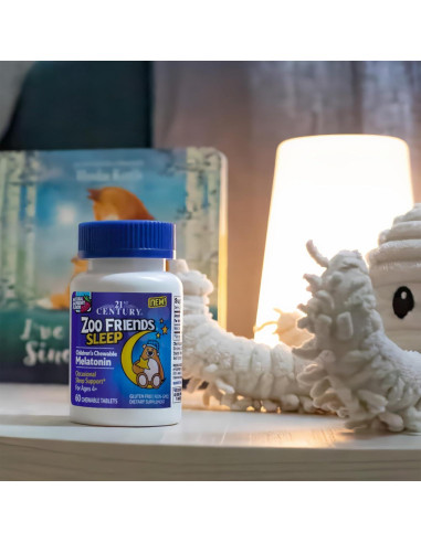 Melatonina Masticable 21st Century para Dormir Sabor Frambuesa 60 Unidades