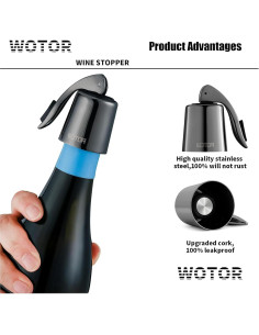 Tapones de Vino Reutilizables Acero Inoxidable y Silicona - 2 Unidades 2