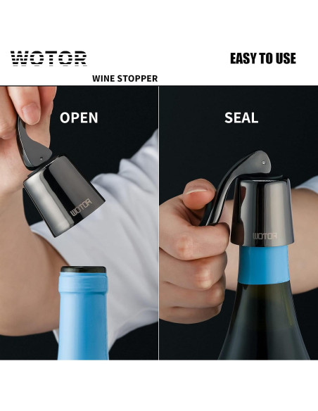 Tapones de Vino Reutilizables Acero Inoxidable y Silicona - 2 Unidades