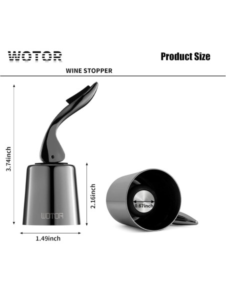 Tapones de Vino Reutilizables Acero Inoxidable y Silicona - 2 Unidades