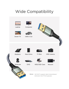 Cable USB 3.0 AINOPE Macho a Macho 0.46m Gris - Alta Velocidad 2