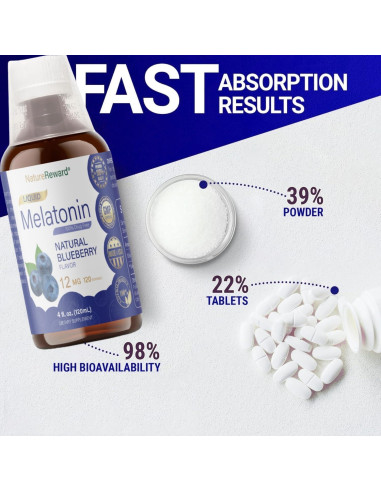 Melatonina líquida 12mg NatureReward 118ml Sabor Arándano