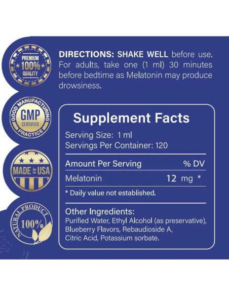 Melatonina líquida 12mg NatureReward 118ml Sabor Arándano