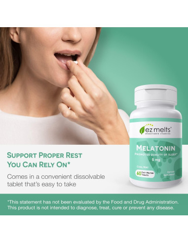 EZ Melts Melatonina Disoluble 5 mg Sin Azúcar 60 Tabletas Menta