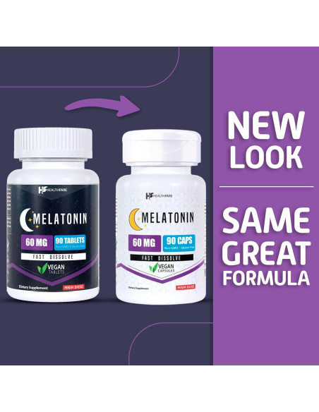 Melatonina 60mg HealthFare 90 Tabletas Vegetariana Sin OGM