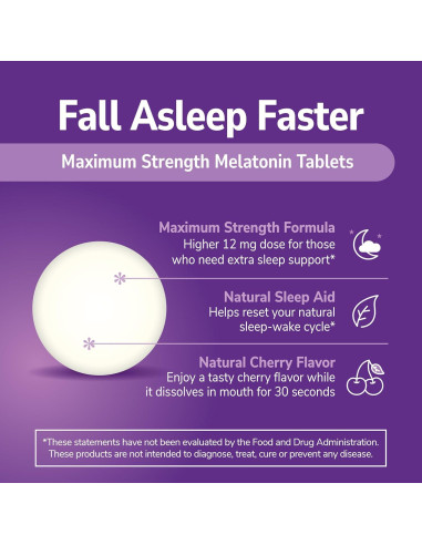 Melatonina 12 mg Siglo 21 Tabletas Rápidas Sabor Cereza 120 U.