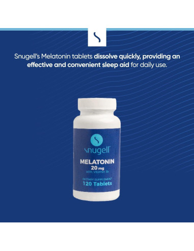 Melatonina 20 mg Snugell con Vitamina B6 - 120 Tabletas Rápidas
