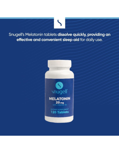 Melatonina 20 mg Snugell con Vitamina B6 - 120 Tabletas Rápidas