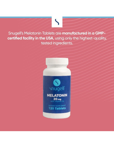 Melatonina 20 mg Snugell con Vitamina B6 - 120 Tabletas Rápidas