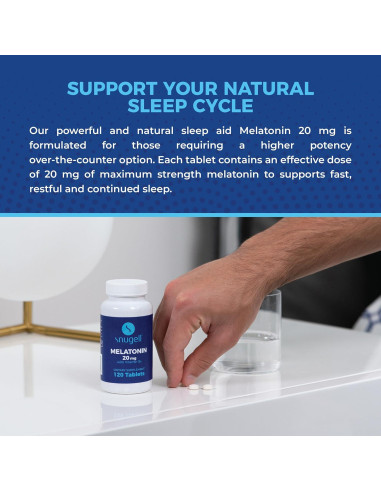 Melatonina 20 mg Snugell con Vitamina B6 - 120 Tabletas Rápidas