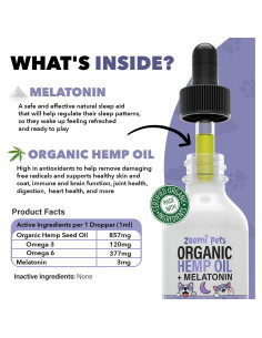 Gotas de Melatonina y Aceite de Cáñamo Zoomi Pets 59ml 2