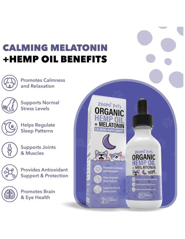 Gotas de Melatonina y Aceite de Cáñamo Zoomi Pets 59ml