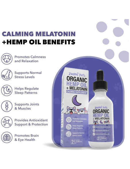 Gotas de Melatonina y Aceite de Cáñamo Zoomi Pets 59ml