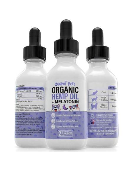 Gotas de Melatonina y Aceite de Cáñamo Zoomi Pets 59ml