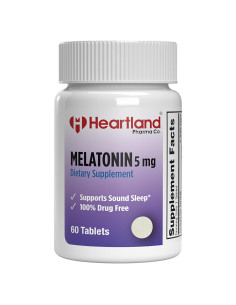 Melatonina 5mg Heartland Pharma - Suplemento Natural para Dormir 60 Tabletas