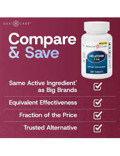 Tabletas de Melatonina GeriCare 3mg - 200 Unidades - Sueño Natural 2