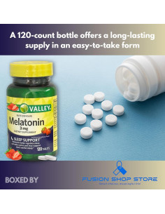 Melatonina 3 mg Fusion Shop - Tabletas Rápidas Sabor Fresa 120 Unidades 2