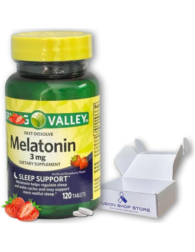 Melatonina 3 mg Fusion Shop - Tabletas Rápidas Sabor Fresa 120 Unidades