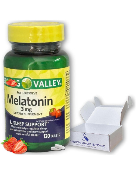 Melatonina 3 mg Fusion Shop - Tabletas Rápidas Sabor Fresa 120 Unidades