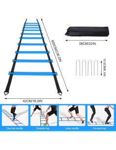 Conjunto de Entrenamiento de Velocidad YGORTECH - Escalera 6M + 16 Conos 2
