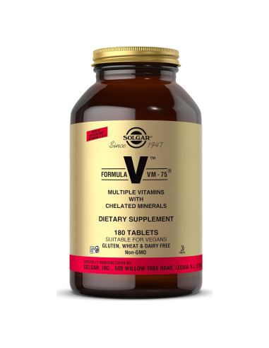 Multivitamina Solgar VM-75 180 Tabletas Veganas Sin Gluten