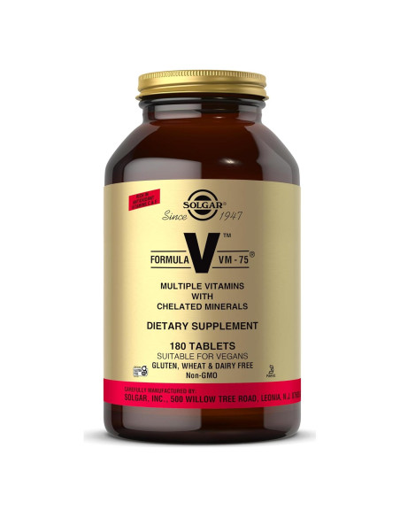 Multivitamina Solgar VM-75 180 Tabletas Veganas Sin Gluten