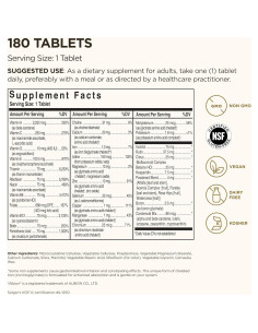 Multivitamina Solgar VM-75 180 Tabletas Veganas Sin Gluten 2