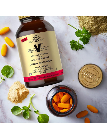 Multivitamina Solgar VM-75 180 Tabletas Veganas Sin Gluten
