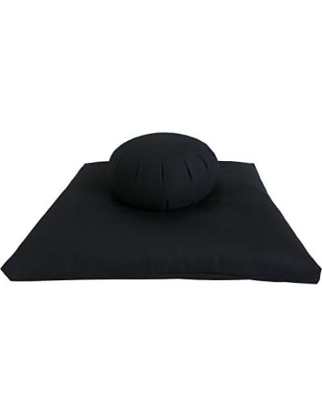 Conjunto de Cojines de Meditación Zafu y Zabuton Negro - 3 Piezas