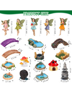 19 Piezas Accesorios de Jardín Unittype Hada Miniaturas 2