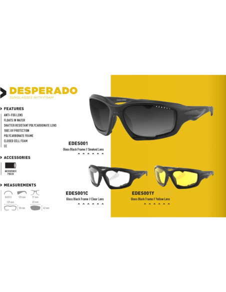 Gafas de Rendimiento Bobster Desperado - Antivaho - Negro